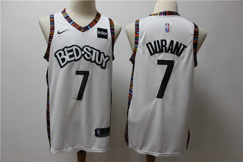 Men Brooklyn Nets 7 Durant white Home Stitched NBA Jersey 3